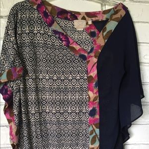 ANTHROPOLOGIE Askew Kimono Batwing Blouse Size M
